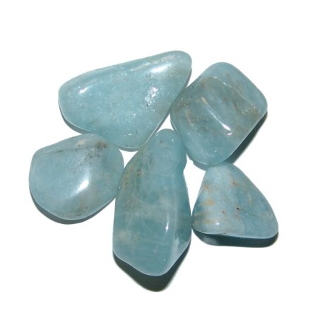 Aquamarin 20 g Trommelsteine, Wassersteine ca. 15 - 30 mm, ca. 7 - 9 Steine