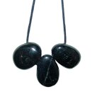 Turmalin schwarz / Schörl Trommelstein Tropfen gebohrt (2,5 mm) ca. 30 x 20 mm Anhänger Edelstein