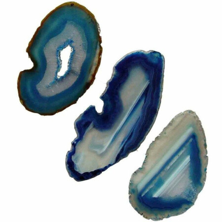 Achatscheibe blau schön transparent mini Länge ca. 50 - 70 mm, 1 Stück