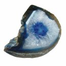 Achat blau Hälfte einer Geode Größe M: ca. 60 - 70 mm aufgeschnitten, poliert & pink coloriert