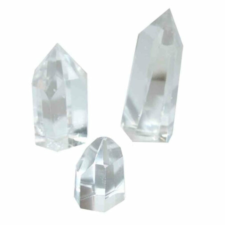 3er Set Bergkristall Spitzen von ca. 25 - 60 mm B*Qualität schön  klar  mit mikroskopisch angestoßenen Kanten