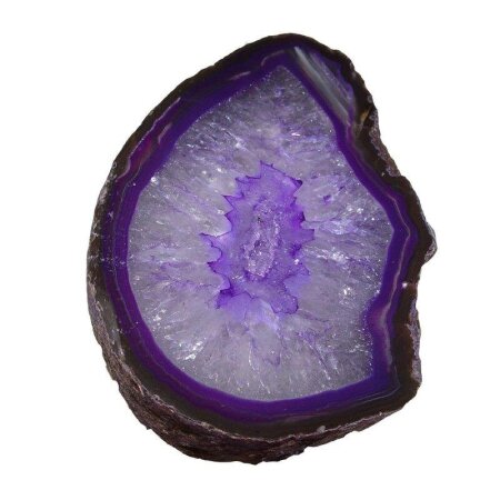 Achat lila, Hälfte einer Geode Größe L: ca. 75 - 90 mm aufgeschnitten, poliert & lila coloriert