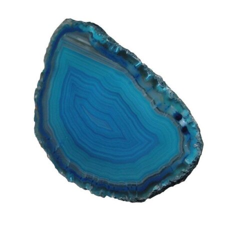 Achat petrol blau, Hälfte einer Geode Größe M: ca. 60 - 70 mm aufgeschnitten, poliert & coloriert