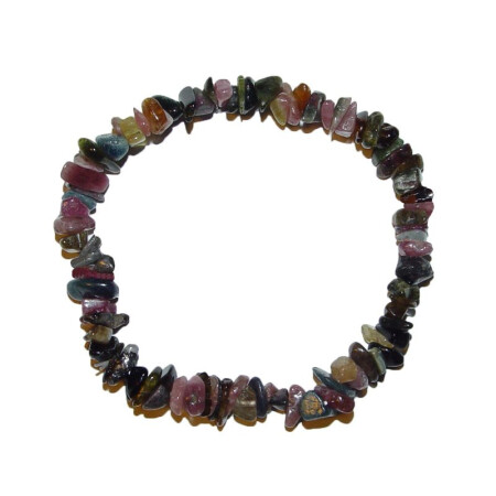 Turmalin Splitter Armband Rubelit-rosa Verdelith-grün Schörl-schwarz gemischt auf Stretchband