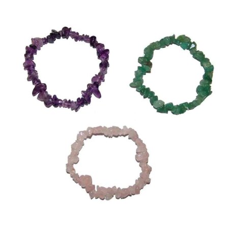 3 Stück Splitter Armbänder HAUTPFLEGE : Rosenquarz Amethyst und Aventurin