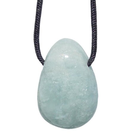 Aquamarin Anhänger Trommelstein gebohrt ca. 30 x 20 mm, Bohrung ca. 2,5 mm