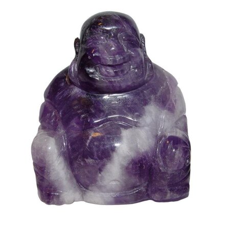 Amethyst gebändert Happy Buddha sitzend ca. 45 x 50 mm