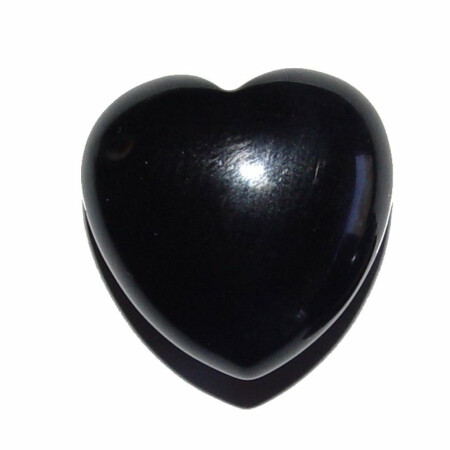 Onyx schwarz Herz klein schöne bauchige Form ca. 25x25x13 mm