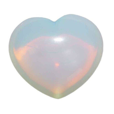 Opalith (Glas synthetisch) Herz schöne bauchige Form ca. 45x40x25 mm mit Opal Schimmer