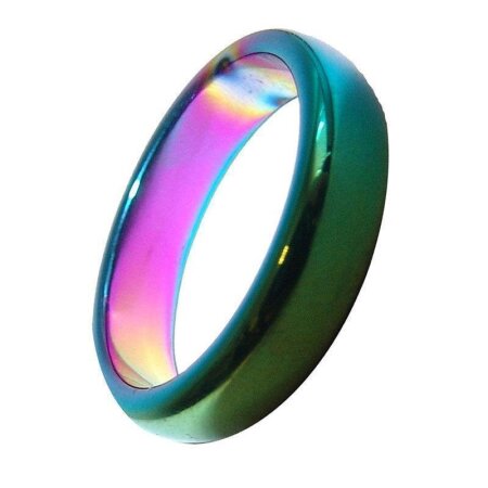 Hämatit Regenbogen Ring 6mm breit, schöne schimmernde Farben, Größe 54 (17,2 mm)