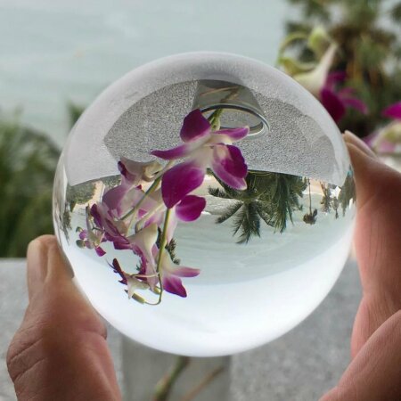 Glaskugel Kristallkugel Wahrsagerkugel Feng Shui Kugel schöne klare Qualität mit Glas Ständer  in den Größen 60 - 200  mm wählbar 80 mm