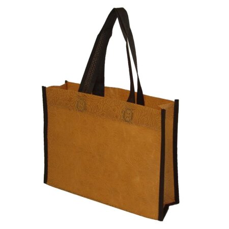 Non Woven Beutel Tragetasche mit Henkel in braun mit floralem Muster