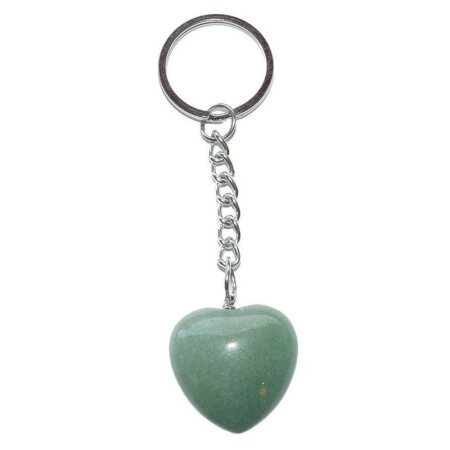 Aventurin Herz Schlüsselanhänger ca. 25 mm mit Kette und Schlüsselring ca. 85 mm