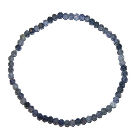 Iolith 4 mm facettiertes Kugelarmband auf elastischem Band aufgezogen ca. 19 - 20 cm