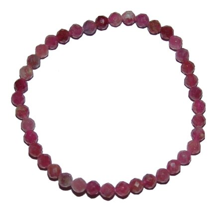 Turmalin rot 5 mm facettiertes Kugelarmband ca. 19 - 20 cm