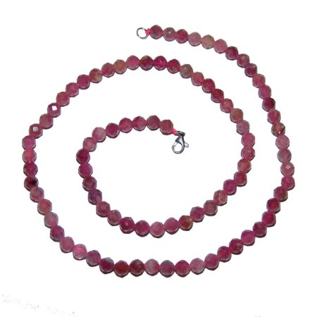 Turmalin rot 5 mm faccetierte Kette mit 925 er Silber...