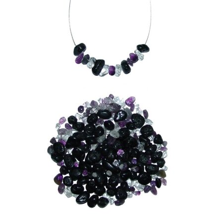 Aura Schutz Kreativ Schmuck Bastel Set: Turmalin schwarz / Amethyst / Bergkristall incl. Stahlband