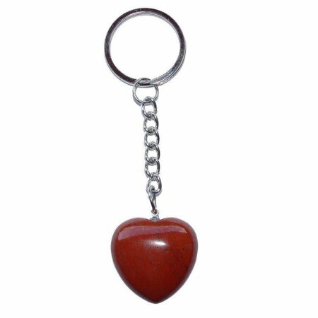 Jaspis rot Herz Schlüsselanhänger ca. 25 mm mit Kette und Schlüsselring ca. 85 mm