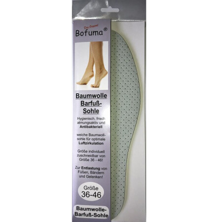 Bofuma® Einlegesohlen unisex in der Größe 36-46 zuschneidbar:: Barfuß Baumwolle