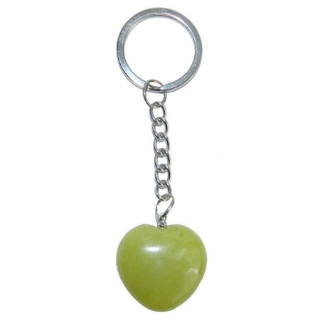Neue Jade - Serpentin Herz Schlüsselanhänger ca. 25 mm mit Kette ca. 85 mm