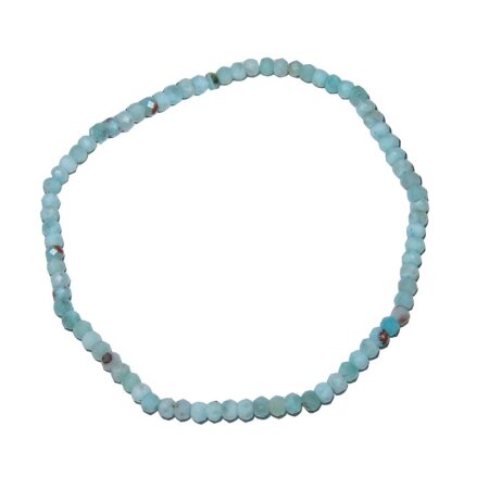 Larimar 3 - 4 mm facettiertes Kugelarmband auf elastischem Band aufgezogen ca. 19 - 20 cm