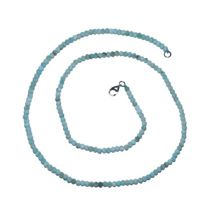 Larimar 3 - 4 mm facettierte Kugelkette mit 925er Silber...