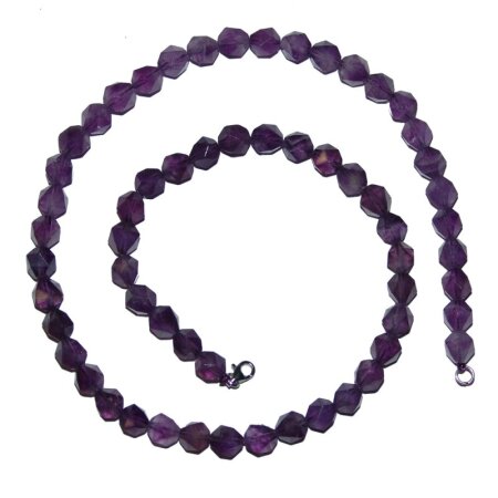 Amethyst 8 mm facettierte Kugel Kette mit 925er Silber Karabinerverschluss ca. 45 cm