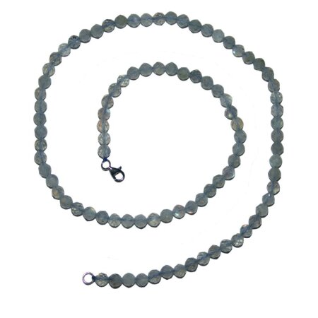 Labradorit 4 - 5 mm facettierte Kugel Kette mit 925er Silber Karabinerverschluss ca. 45 cm