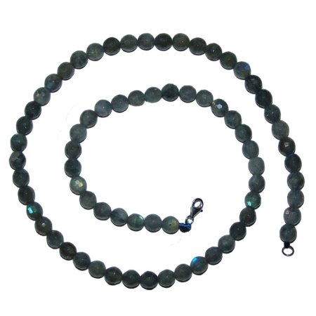 Labradorit 6 mm facettierte Kugel Kette mit 925er Silber Karabinerverschluss ca. 45 cm