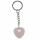 Rosenquarz Herz Schlüsselanhänger ca. 25 mm mit Kette und Schlüsselring ca. 85 mm