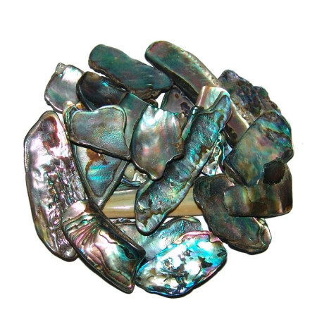 Paua Shell 50 Gramm = 10 - 18 Stücke Seeopal mit herrlichem blauem Farbspiel ca. 20 - 50 mm