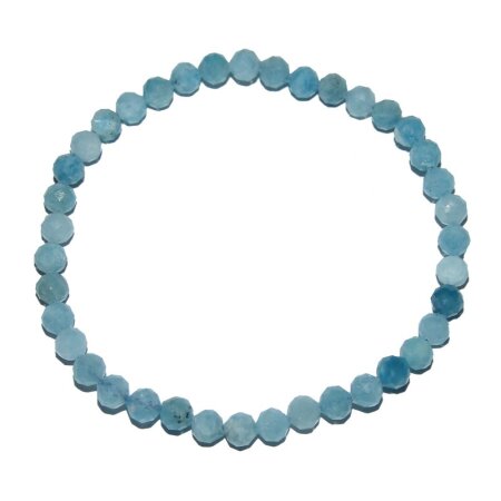 Aquamarin 5 mm facettiertes Kugelarmband ca. 19 - 20 cm