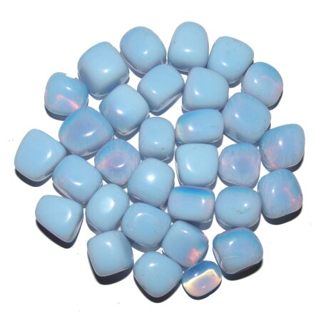 Opalith -Glas blau kleine Trommelsteine  ca. 12 - 15 mm