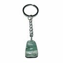 Jade - Serpentin Trommelstein Schlüsselanhänger ca. 20-25 mm mit Kette und Schlüsselring