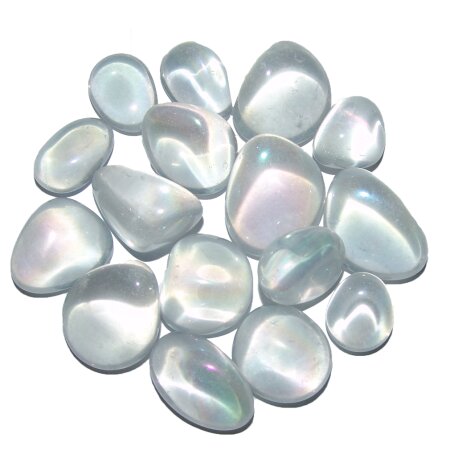 Bergkristall Silber bedampft  Angel Aura Trommelsteine  ca. 20-30 mm