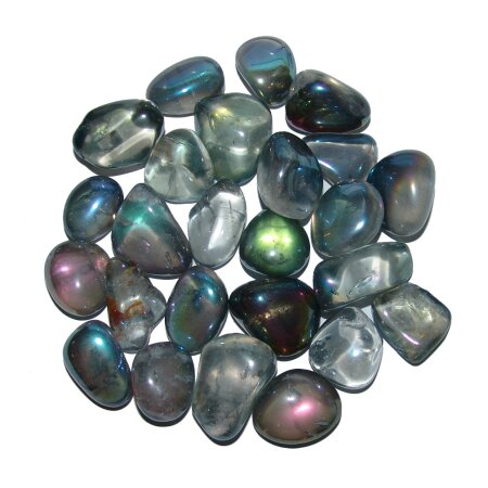 Bergkristall Titanium bedampft  Aqua Aura Trommelsteine  ca. 20-30 mm