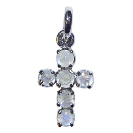 Regenbogenmondstein Kreuz Anhänger mit 925er Silber ca....