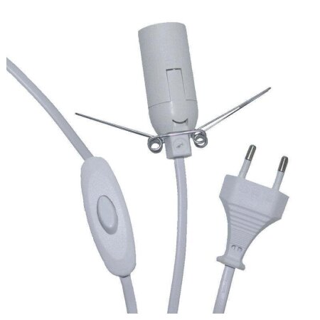 Zuleitung Kabel für Salzlampen, 500 cm lang, weißes Kabel mit Schalter