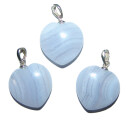 Chalcedon Herz Anhänger mit 925er Silber Öse ca. 15 mm