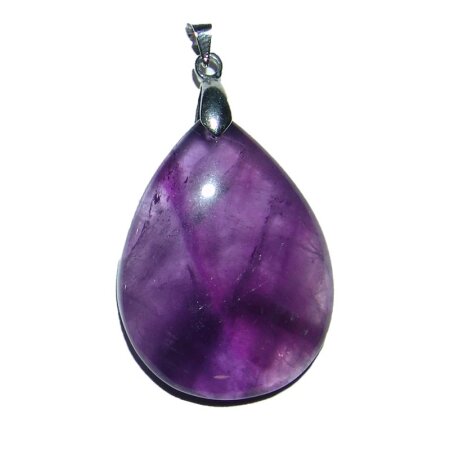 Amethyst Anhänger ovale Tropfen Form ca. 35 x 25 mm mit abnehmbarem Metall Clip
