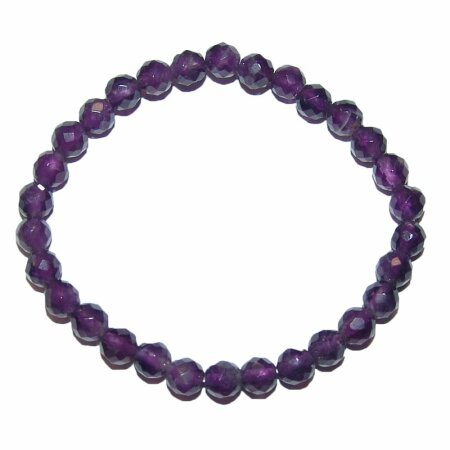 Amethyst 6 mm faccettiertes Kugelarmband auf elsatischem Band aufgezogen ca. 19 - 20 cm