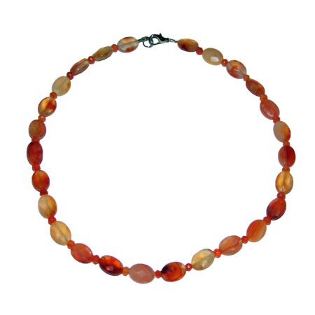 Feuer Carneol facettierte Kette Linsen und Kugeln ca. 45 cm, Linsen ca. 15 mm mit silberfarbenem Karabinerverschluss