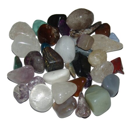 Bunte Natur Trommelsteine Bergkristall Amethyst und andere B Qualität