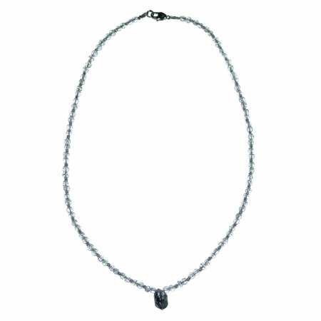 Bergkristall 5 mm facettierte Kugelkette mit Herkimer Diamant ca. 50 cm