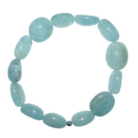 Aquamarin Trommelstein Nugget Armband A*extra Qualität ca. 19 - 20 cm