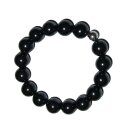 Schungit / Schungit Kugel Armband ca. 12 mm Ø mit silberner Kugel ca. 8 mm auf Stretchband