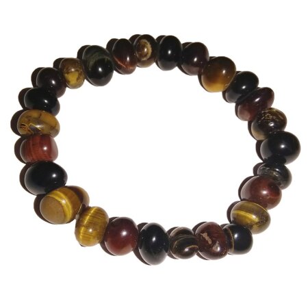 Tigerauge braun und Tigerauge rot Armband polierte Trommelsteine ca. 18 - 20 cm auf Stretchband