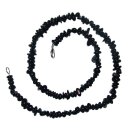 Turmalin schwarz Schörl 60 cm Splitter Kette mit silberfarbenen Karabinerverschluss