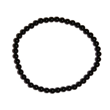 Turmalin schwarz Schörl 4 mm Kugel Armband ca. 19 - 20 cm auf Stretchband
