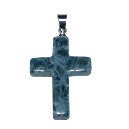 Sodalith Kreuz Anhänger mit silberfarbener Metallöse ca. 25 mm